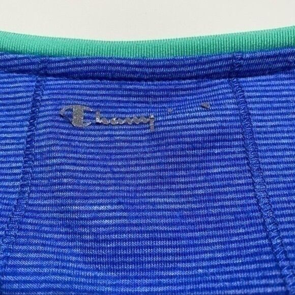 Champion womens size Large blue stripes long sleeved top with thumb hole 150B3 - Picture 8 of 11